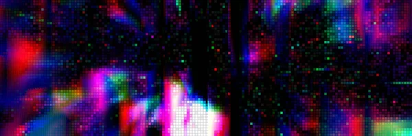 Abstract Kleurrijke Glitch Vormen Met Bewegingslijnen Strepen Mozaïek Tegelvormen Lens — Stockfoto