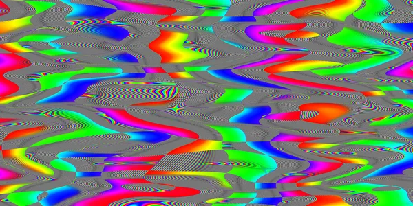 Psychedelic Rainbow Liquid Geometric Pattern Curved Lines Funky Liquid Shapes — Stock Photo, Image