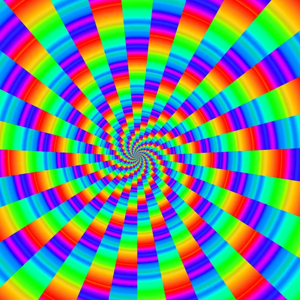 Abstrakter Hypnotischer Spiralkreis Des Regenbogens Spektrum Psychedelischer Optischer Schwindel Hell Stockbild
