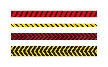 Kırmızı ve sarı uyarı bantları, vektör satış bandını hazırlayın. Pazarlama işareti için özel hat, sembol. Alışveriş, satış ve indirimler için sinyal koruması bandı, çizgili satış bantları.