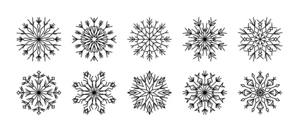 눈송이 아이콘 일러스트 새해를 디자인 크리스마스 디자인을 눈송이의 윤곽을 잡는다 — 스톡 벡터