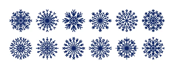 Conjunto Ícones Linha Floco Neve Ilustração Vetorial Inverno Coleção Linha — Vetor de Stock