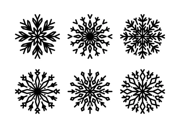 クリスマスの雪の結晶のラインのアイコンは ベクトルのイラストを設定します コレクションラインアート雪の結晶 結晶装飾 新年のためのデザイン要素 クリスマスカード 概要冬のデザイン 装飾のための雪のフレーク — ストック写真