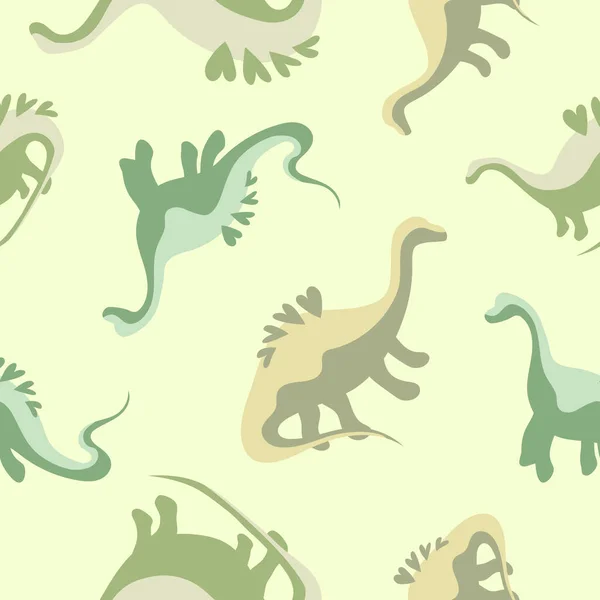 Groene Naadloze Dinosaurus Patroon Met Harten Rug Kinderprint Met Groene — Stockvector