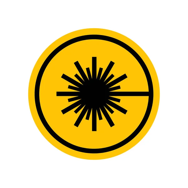 Laserowy Znak Zagrożenia Czarna Ikona Zagrożenia Żółtym Okrągłym Symbolu Wektorowa — Wektor stockowy