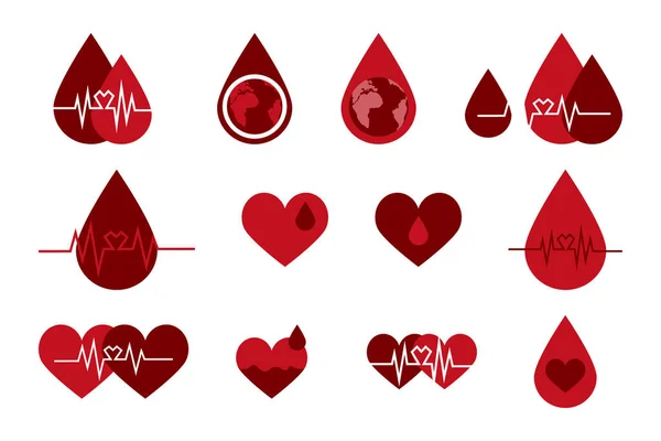 World Hemophilia Day Vektor Illustrationer Set Medvetenhet Tecken Symbol För — Stock vektor