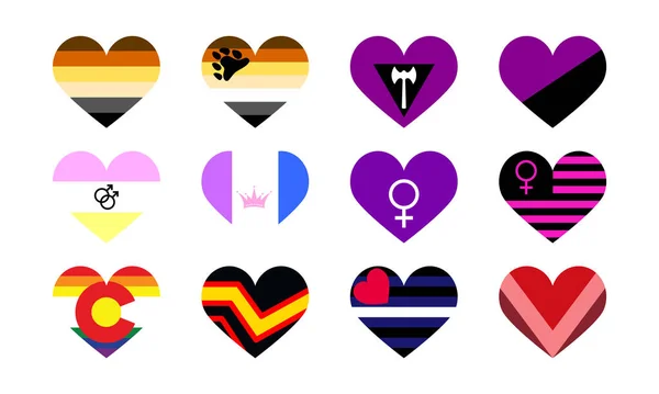 Σετ Σημαιών Igbtq Lgbt Εικόνες Μήνα Υπερηφάνειας Λοατκι Έννοια Ισότητα — Διανυσματικό Αρχείο