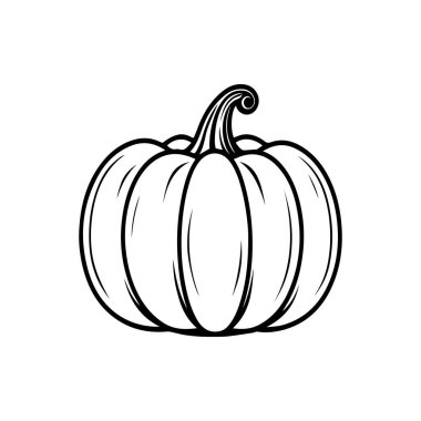 Thanksgiving Day pumpkin silhouette, isolated on white background. Vector illustration, traditional Halloween decorative element. Halloween silhouette black pumpkin sketch. clipart