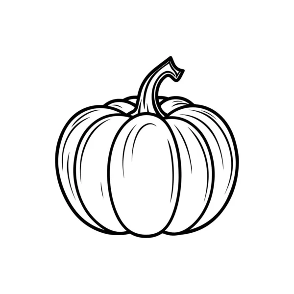 Halloween Silhouette Black Pumpkin Sketch Vector Illustration Traditional Halloween Decorative — Stock Vector
