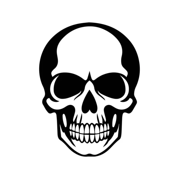 Skull Siluet Terisolasi Pada Latar Belakang Putih Logo Tengkorak Hitam - Stok Vektor