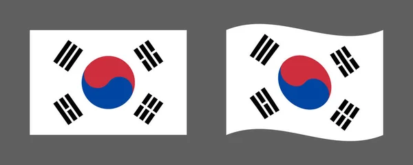 Zuid Korea Vlaggen Ingesteld Onafhankelijkheidsdag Van Zuid Korea Nationale Symbolen — Stockvector