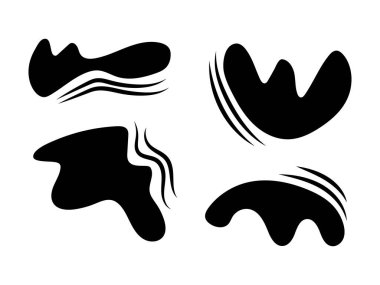 Soyut şekiller ayarlandı. Siyah el, modaya uygun, modern tasarım yaratmak için çizimler yaptı. Dekoratif vektör, afişler ve posterler için çizgileri olan otobanlar izole etti. Soyut siluetler.