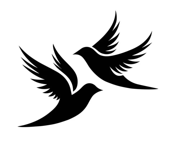 Силуэт Двух Черных Птиц Голубь Мира Символический Знак Геополитической Темы — стоковый вектор