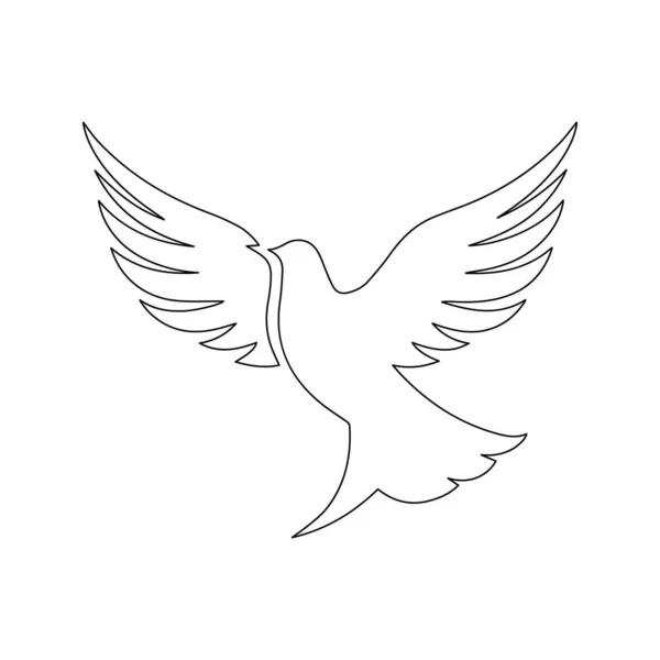 Black Pigeon Line Silhouette Dove Peace Russian Ukrainian Military Conflict — Stock Vector