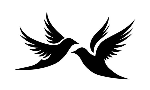 Twee Zwarte Vogels Silhouet Duif Van Vrede Symbool Teken Voor Vectorbeelden