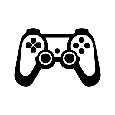 Konsol çalmak için siyah joystick simgesi. Bilgisayar oyunları, sanal gerçeklik, bilgisayar yarışması, oyun konsepti, hobi. Joystick logosu. Vektör illüstrasyonu beyaz arkaplanda izole edildi