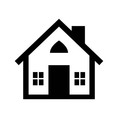Geometrik ev logosu. Minimalist siyah ev simgesi, işaret ya da sembol, konut ya da gayrimenkul kavramlarını moda olarak temsil etmek için mükemmel. Beyaz arkaplanda izole edilmiş vektör evi silueti.