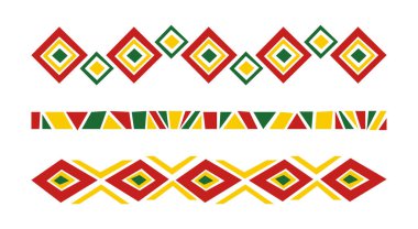 Juneteenth National Independence Day set african ethnic border line. Emancipation Day. African American celebrating. Black history month. Freedom day motif pattern line. Traditional geometric ornament clipart