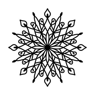 Yetişkin boyama kitabı için mandala tasarımı, çocuk boyama sayfaları. Rahatlatıcı, kolay, basit mandala sanatı dövme ya da kına tasarımı için. Yoga logosu, meditasyon yapan çiçek elementi. Yaratıcı çizgi sanat mandala.