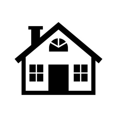 Beyaz arka planda izole edilmiş, vektör siyah ev silueti. Siyah ev ikonu, işaret ya da sembol, konut ya da emlak kavramlarını temsil etmek için mükemmel. Gayrimenkul için Geometrik konut logosu.