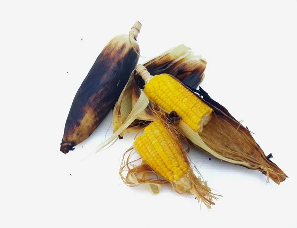 Тайський Стиль Смажив Кукурудзу Білому Тлі — стокове фото