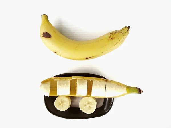 Két Banángyümölcs Fehér Alapon — Stock Fotó