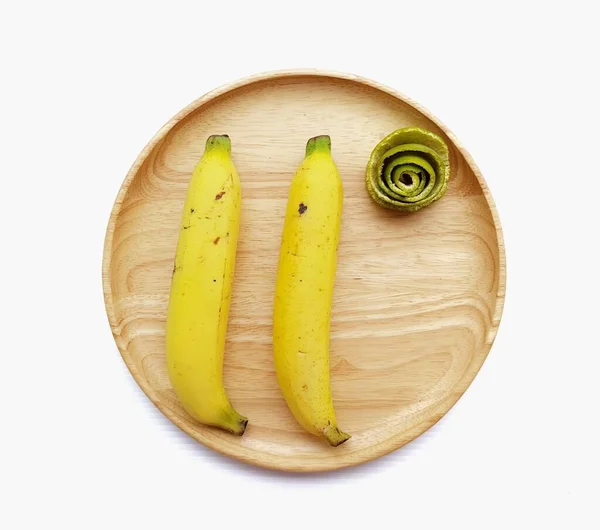 Piatto Frutta Fresca Banana Sfondo Bianco — Foto Stock
