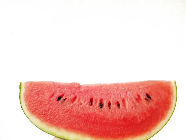 Watermeloen Plak Geïsoleerd Witte Achtergrond — Stockfoto