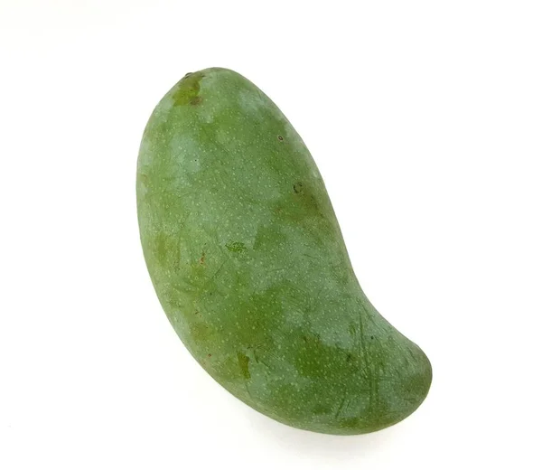 Grön Mango Frukt Vit Bakgrund — Stockfoto