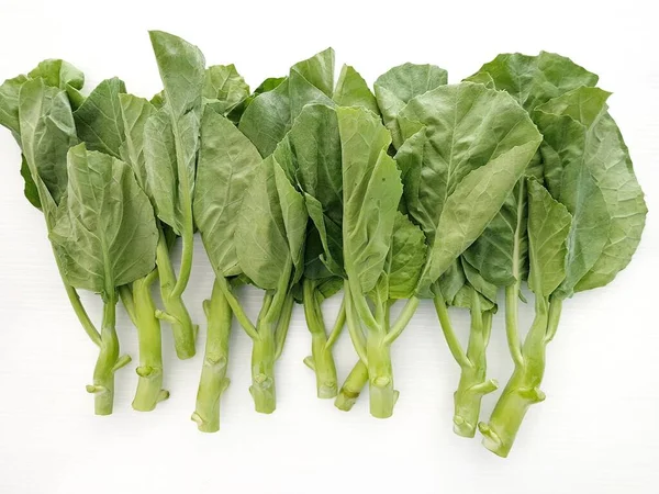 Fresh Chinese Kale White Background — Stock Photo, Image