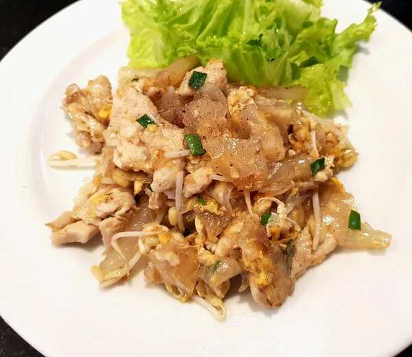 Thais Eten Gebakken Rijst Noedel Met Kip Straatvoedsel Thailand — Stockfoto
