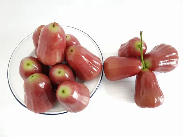 Frutas Frescas Manzana Rosa Sobre Fondo Blanco — Foto de Stock