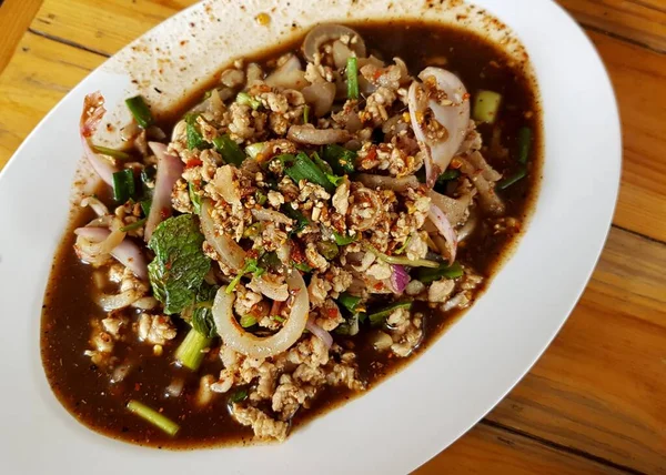 Comida Tailandesa Porco Picado Picante — Fotografia de Stock