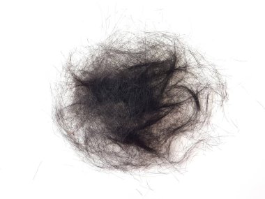 Beyaz arka planda siyah saç kesimi.