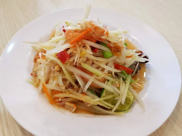 Nourriture Thaïlandaise Salade Papaye Épicée Thaïlande Appel Som Tum Poo — Photo