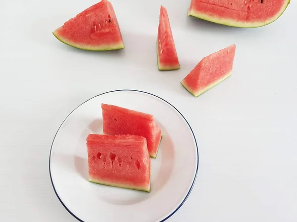 Verse Watermeloen Vruchten Witte Achtergrond — Stockfoto