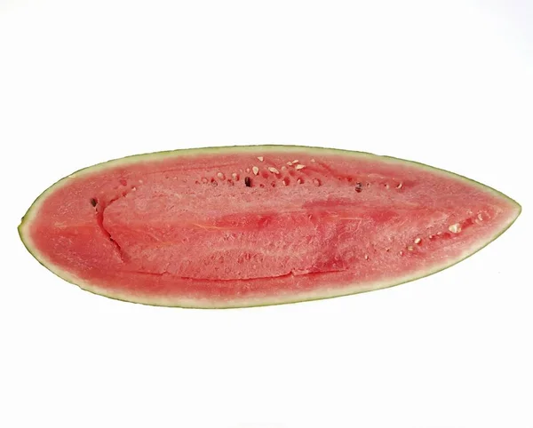 Een Stuk Watermeloen Vrucht Witte Achtergrond — Stockfoto
