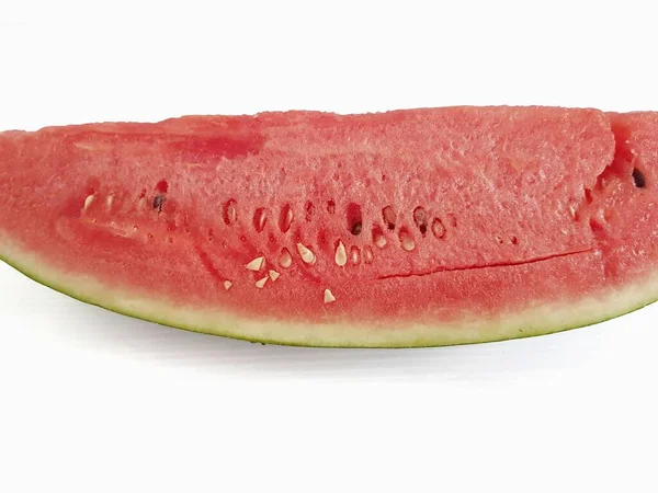 Bit Vattenmelon Frukt Vit Bakgrund — Stockfoto