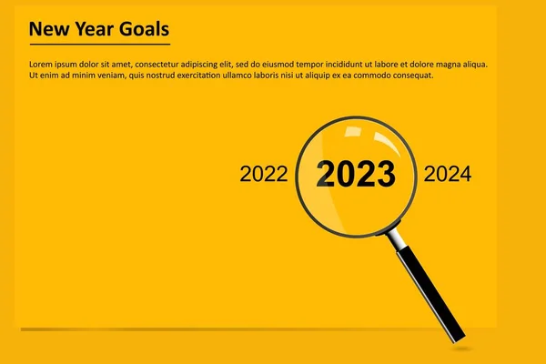 Neujahrsziele Lupe Mit Blick Auf Das Jahr 2023 Fokus Auf — Stockvektor