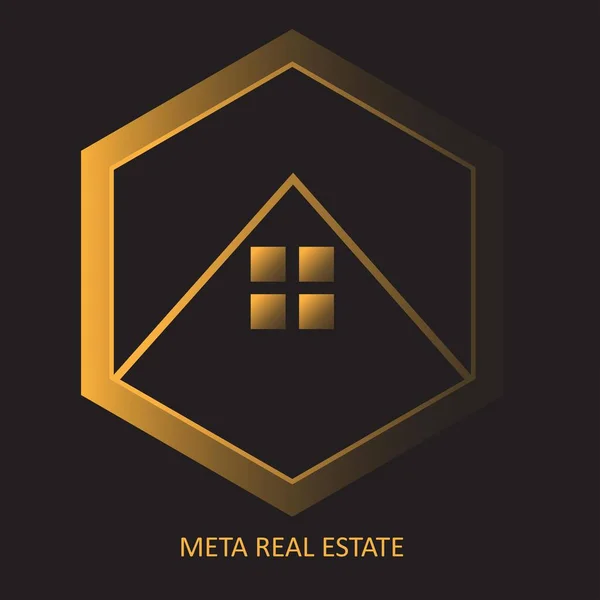 Logo Template Meta Real Estate Usable Digital Real Estate Property — Stock Vector