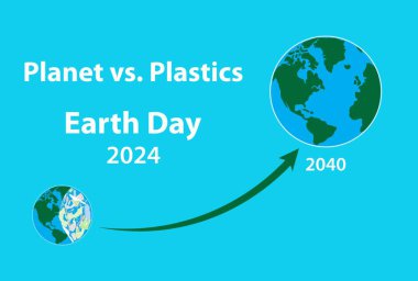 Gezegenler Plastiklere karşı. 2024 Dünya Günü konsepti, 2040 yılına kadar Plastik Üretimde% 60 azalma.