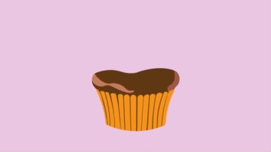 Meyve soslu enfes kek. Cupcake grafik canlandırması.
