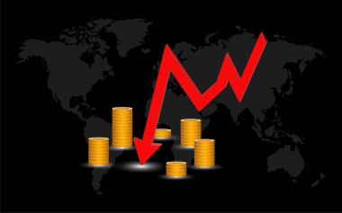 Küresel Finansal Kriz Konsepti. Siyah arkaplan.