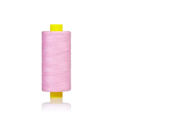 Skein Thread Pink Colors Macro White Background Close — стоковое фото