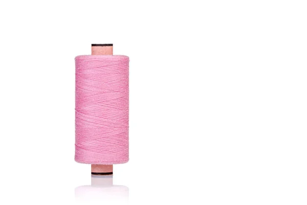 Skein Thread Pink Colors Macro White Background Close — 图库照片