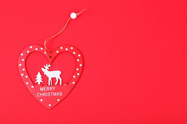 Kerst Speelgoed Mary Kerstmis Een Rode Achtergrond Close — Stockfoto