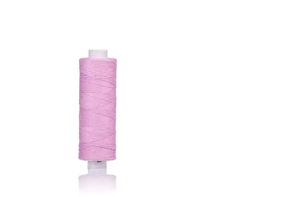 Skein Thread Pink Colors Macro White Background Close — Fotografia de Stock