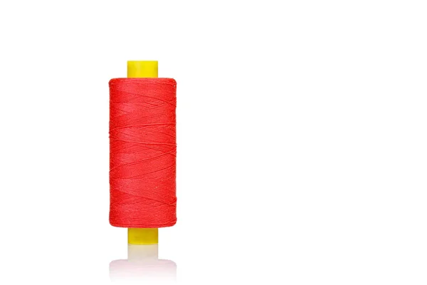 Skein Thread Red Colors Macro White Background Close — Stock Photo, Image