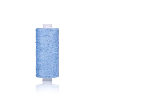 Skein Threads Blue Color Macro White Background Close — Fotografia de Stock