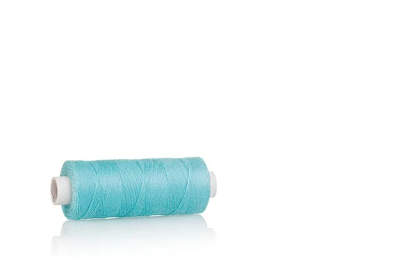 Skein Threads Blue Color Macro White Backup Close — стоковое фото